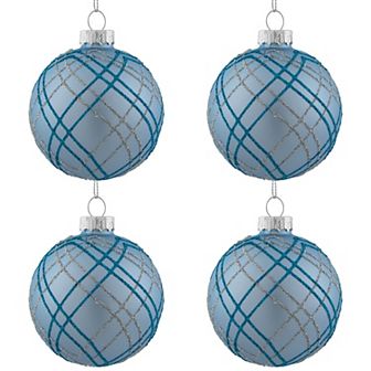 Northlight Glitter Glass Christmas Ornament Ball Set of 4