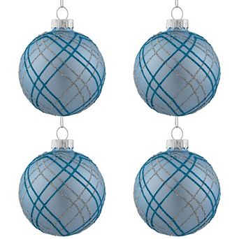 Northlight Glitter Glass Christmas Ornament Ball Set of 4