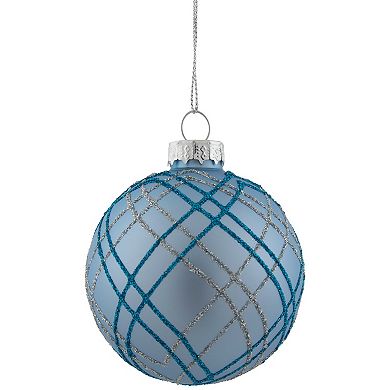Northlight Glitter Glass Christmas Ornament Ball Set of 4