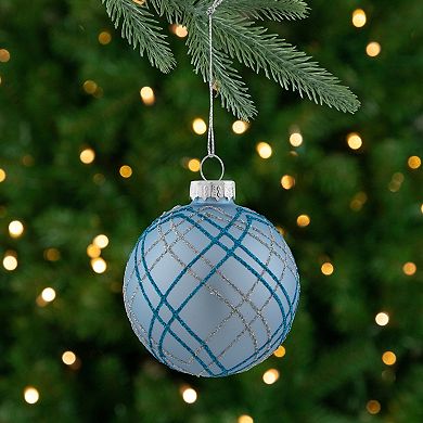 Northlight Glitter Glass Christmas Ornament Ball Set of 4