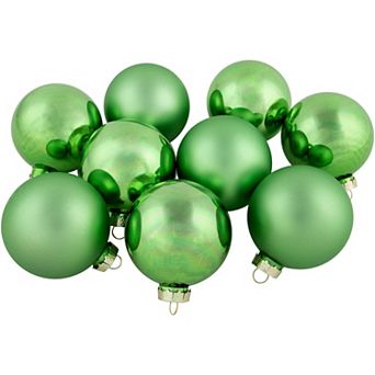 Northlight Green 2-Finish Glass Christmas Ball Ornaments 2.5-Inch 9 pk