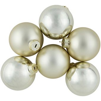 Northlight Gold 6 ct 2-Finish Glass Ball Christmas Ornaments 3.25 Inches