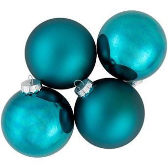 Northlight Blue 2-Finish Glass Ball Christmas Ornaments 4 ct