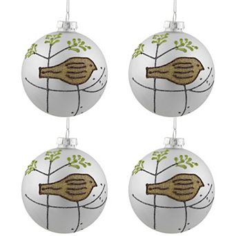 Northlight Glitter Bird Christmas Ornaments Set of 4