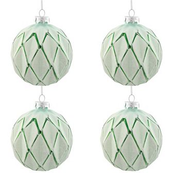 Northlight Harlequin Glass Ball Christmas Ornament 4 in 4 pk Set