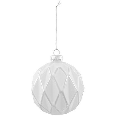 Northlight Embossed Diamond Glass Ball Christmas Ornaments 4-pk.
