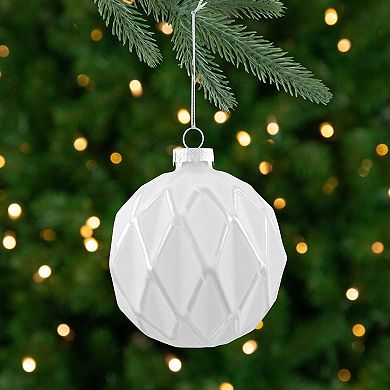 Northlight Embossed Diamond Glass Ball Christmas Ornaments 4-pk.