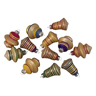 Northlight 12 pc Striped Glass Christmas Ornament Set