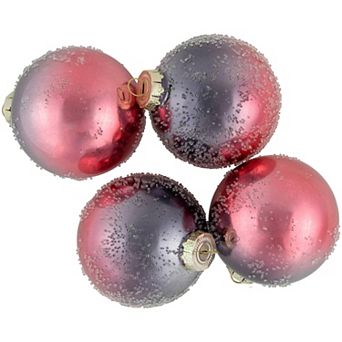 Northlight Hand Blown Textured Glass Ball Christmas Ornaments 4 pk