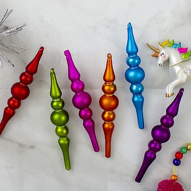 Northlight 6-Pc. Matte Glass Christmas Finial Ornament Set