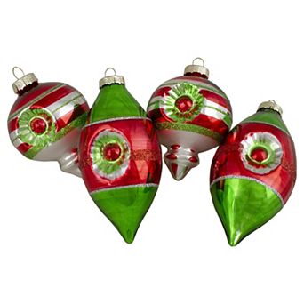 Northlight Vintage Glass Christmas Ornament 4 pk