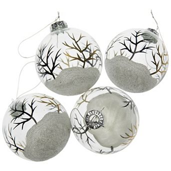 Northlight Winter Forest Glass Ball Christmas Ornaments 4 pk