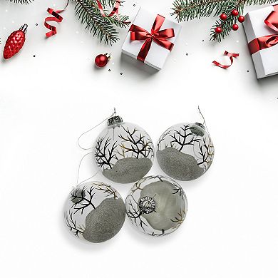 Northlight Winter Forest Glass Ball Christmas Ornaments 4-pk.