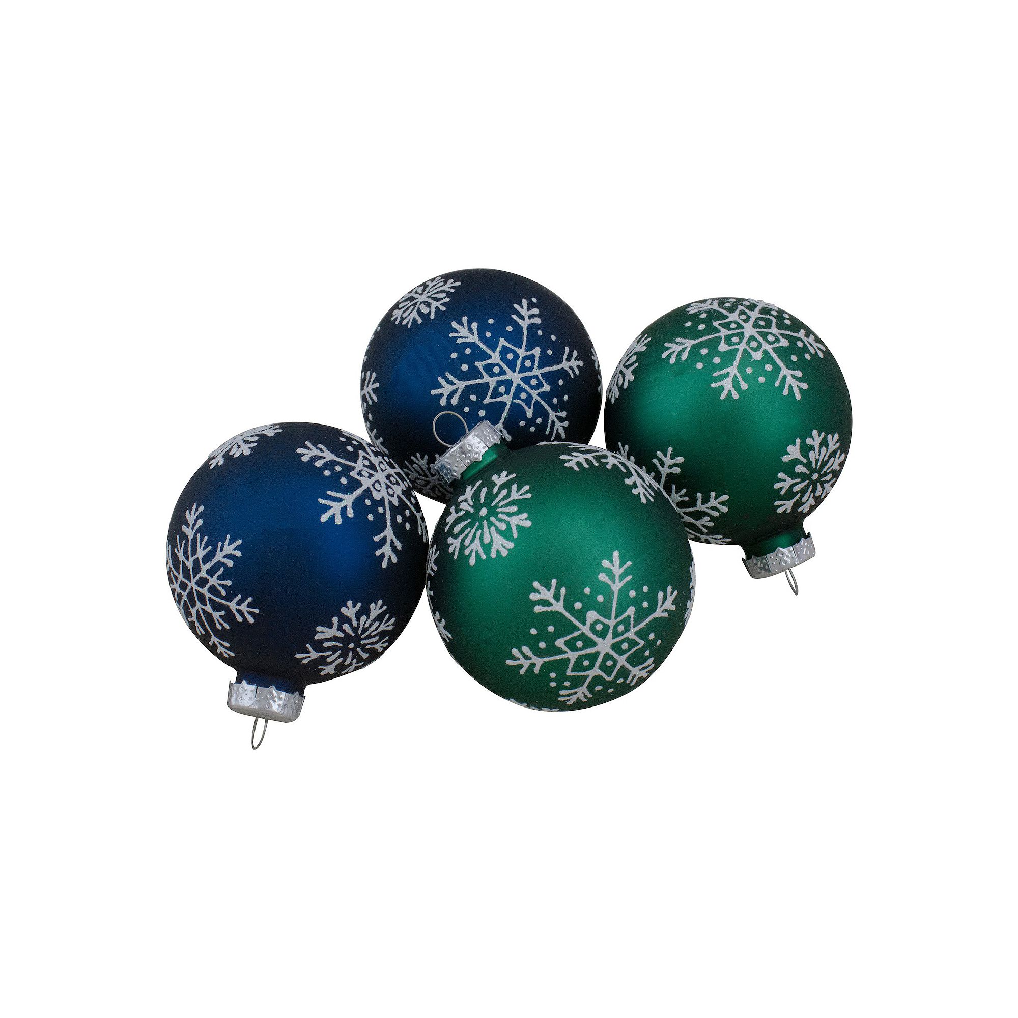Northlight Glittered Snowflakes Glass Christmas Ornaments 4-pk., Blue