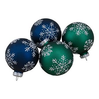 Northlight Glittered Snowflakes Glass Christmas Ornaments 4 pk