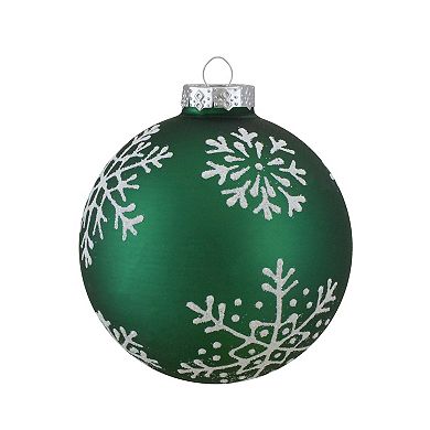 Northlight Glittered Snowflakes Glass Christmas Ornaments 4-pk.