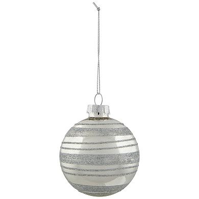 Northlight Glitter Stripes Glass Ball Christmas Ornaments 4-pk.