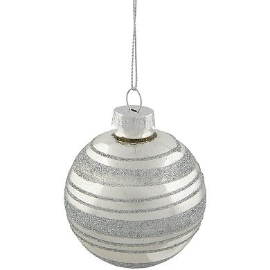 Northlight Glitter Stripes Glass Ball Christmas Ornaments 4-pk.