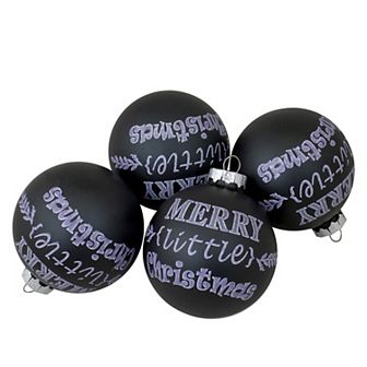 Northlight Merry Little Christmas Glass Ball Christmas Ornament 4 pk
