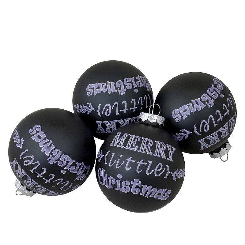 UPC 191296888646 product image for Northlight Merry Little Christmas Glass Ball Christmas Ornament 4-pk., Black | upcitemdb.com
