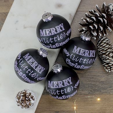 Northlight Merry Little Christmas Glass Ball Christmas Ornament 4-pk.
