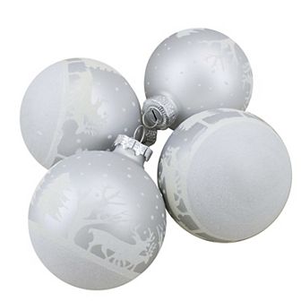 Northlight Glittered Forest Scene Christmas Ornaments 4 pk