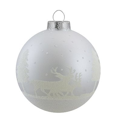 Northlight Glittered Forest Scene Christmas Ornaments 4-pk.