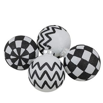 Northlight Zig Zag & Checkered Christmas Ornament Set 4 pk