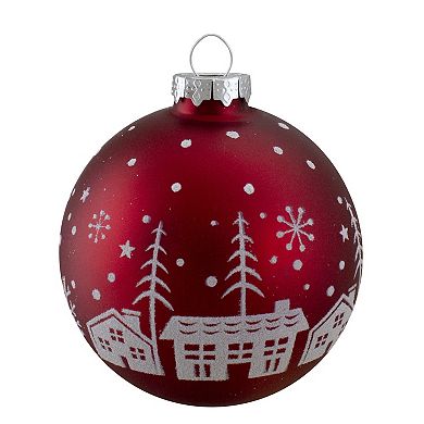 Northlight Snowy City Glass Ball Christmas Ornaments 4-pk.