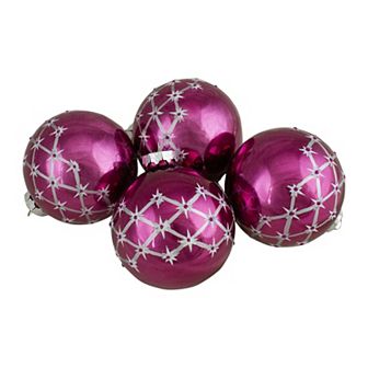 Northlight 4 pc Glass Ball Christmas Ornaments Set
