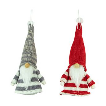 Northligh 2 pc Striped Gnome Plush Christmas Ornaments Set