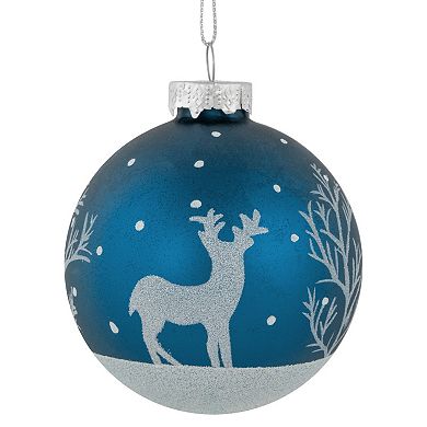 Northlight Glitter Reindeer Glass Ball Christmas Ornaments 4-pk.