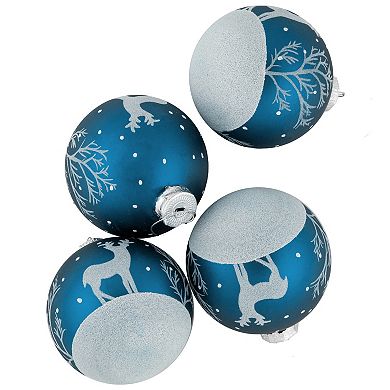 Northlight Glitter Reindeer Glass Ball Christmas Ornaments 4-pk.