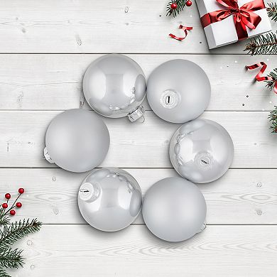 Northlight Shiny & Matte Christmas Glass Ball Christmas Ornaments 6-pk.