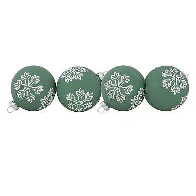 Northlight Glass Christmas Ball Ornaments with Snowflakes 4-pk.