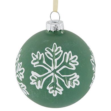 Northlight Glass Christmas Ball Ornaments with Snowflakes 4-pk.