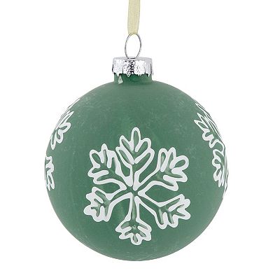 Northlight Glass Christmas Ball Ornaments with Snowflakes 4-pk.