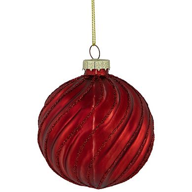 Northlight Glittery Swirls Glass Christmas Ornaments 4-Pk.