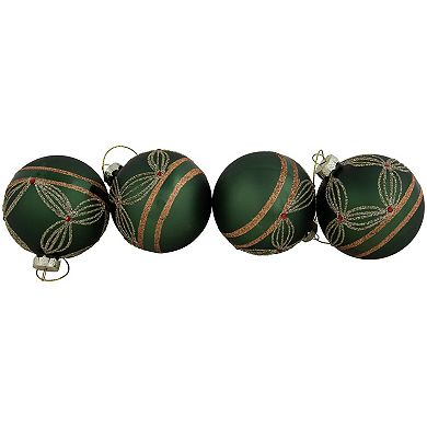 Northlight Holly Berry Christmas Glass Ball Ornaments 4-pk.