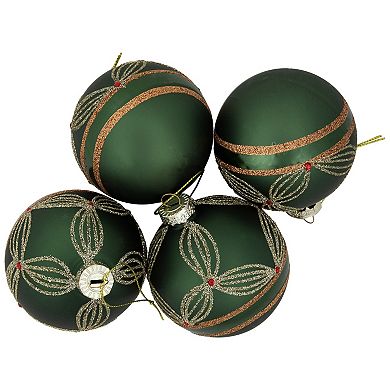 Northlight Holly Berry Christmas Glass Ball Ornaments 4-pk.
