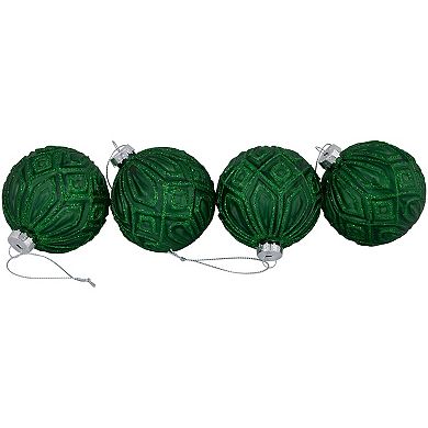 Northlight Glitter Lined Diamonds Glass Christmas Ornament 4-pk.
