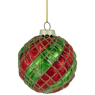 Northlight Glitter Lattice Striped Christmas Ornaments 4-pk.