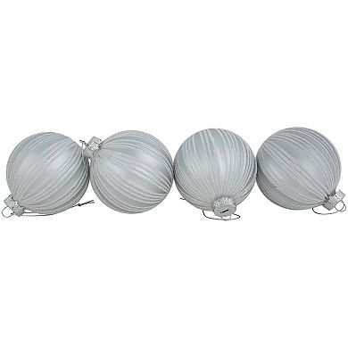 Northlight Glitter Striped Glass Ball Christmas Ornament 4-pk.