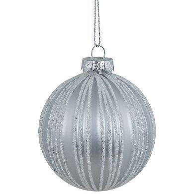 Northlight Glitter Striped Glass Ball Christmas Ornament 4-pk.