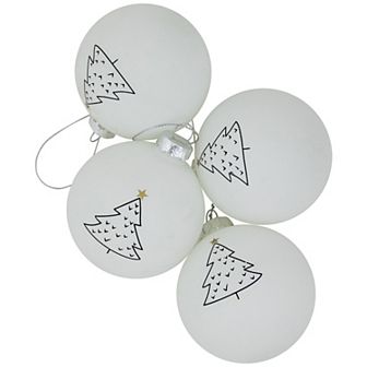 Northlight Matte Christmas Tree Glass Ball Christmas Ornament 4 pk