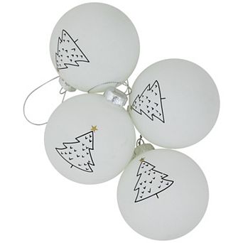 Northlight Matte Christmas Tree Glass Ball Christmas Ornament 4 pk