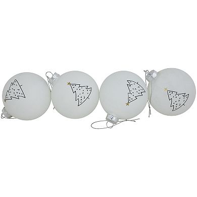 Northlight Matte Christmas Tree Glass Ball Christmas Ornament 4-Pk.