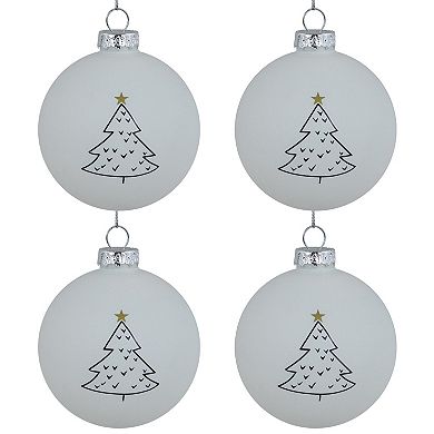 Northlight Matte Christmas Tree Glass Ball Christmas Ornament 4-Pk.
