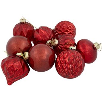 Northlight Shiny & Textured Glass Ball & Onion Christmas Ornaments 9 pk