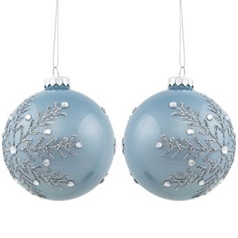 Northlight 2 pc Jeweled Glitter Snowflakes Glass Ball Christmas Ornament Set